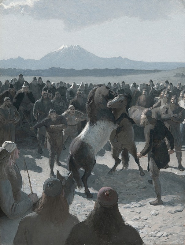 August Malmström - The Horse-Fight at Hlidarendi