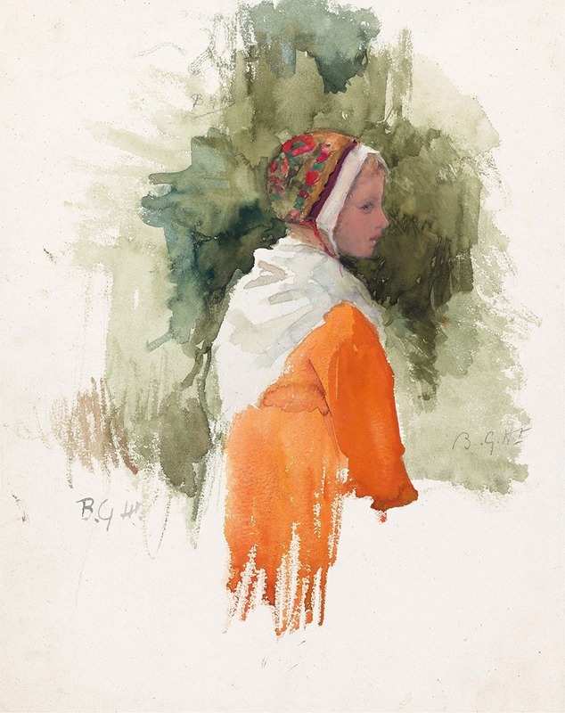 Bramine Hubrecht - Meisje met kapje en oranje jurk