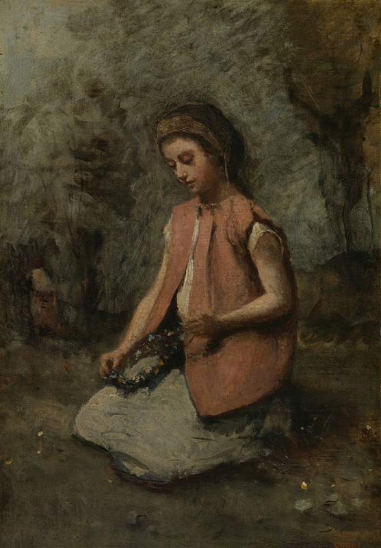 Jean-Baptiste-Camille Corot - Girl Weaving a Garland