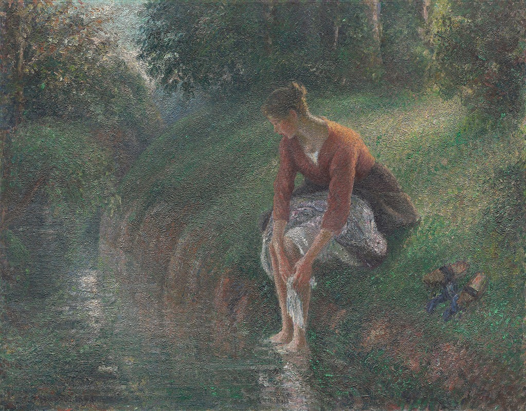 Camille Pissarro - Woman Bathing Her Feet in a Brook
