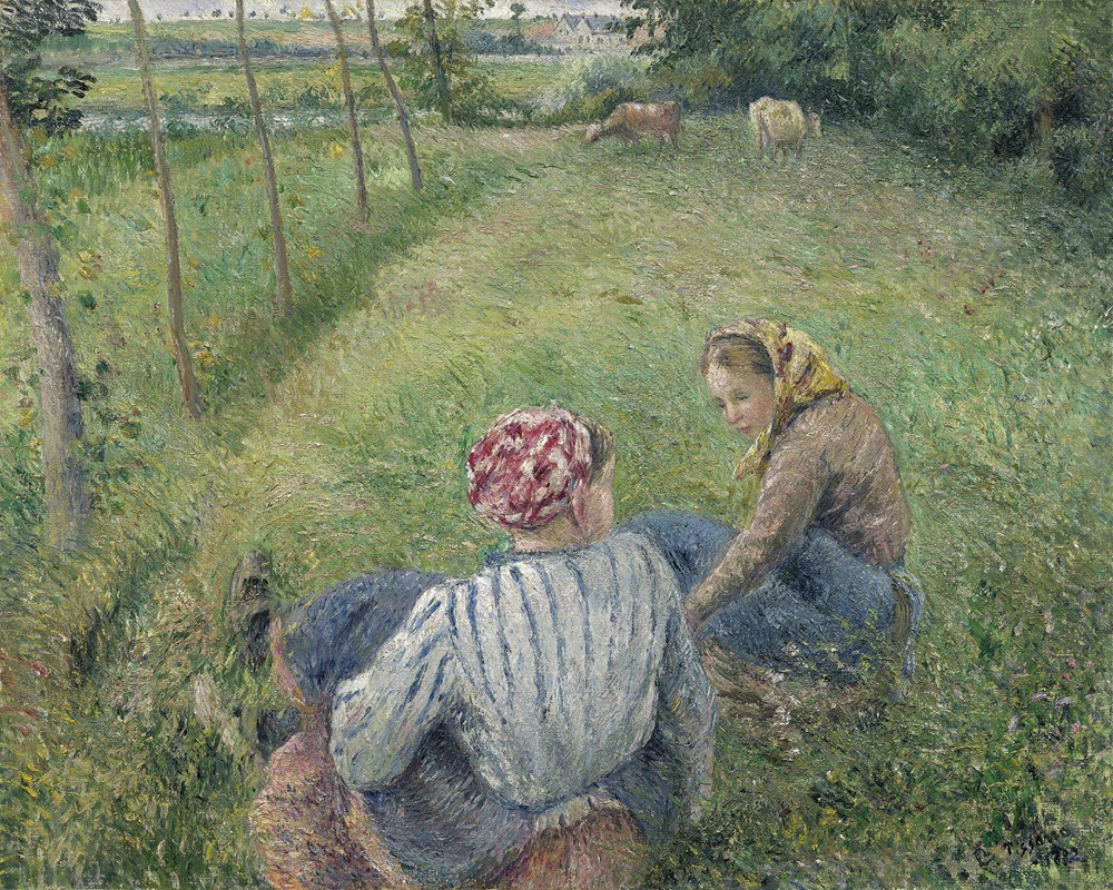 Camille Pissarro - Young Peasant Girls Resting in the Fields near Pontoise