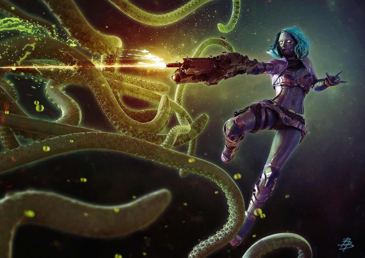 Björn Barends - Cyborg Girl vs Space Octopus