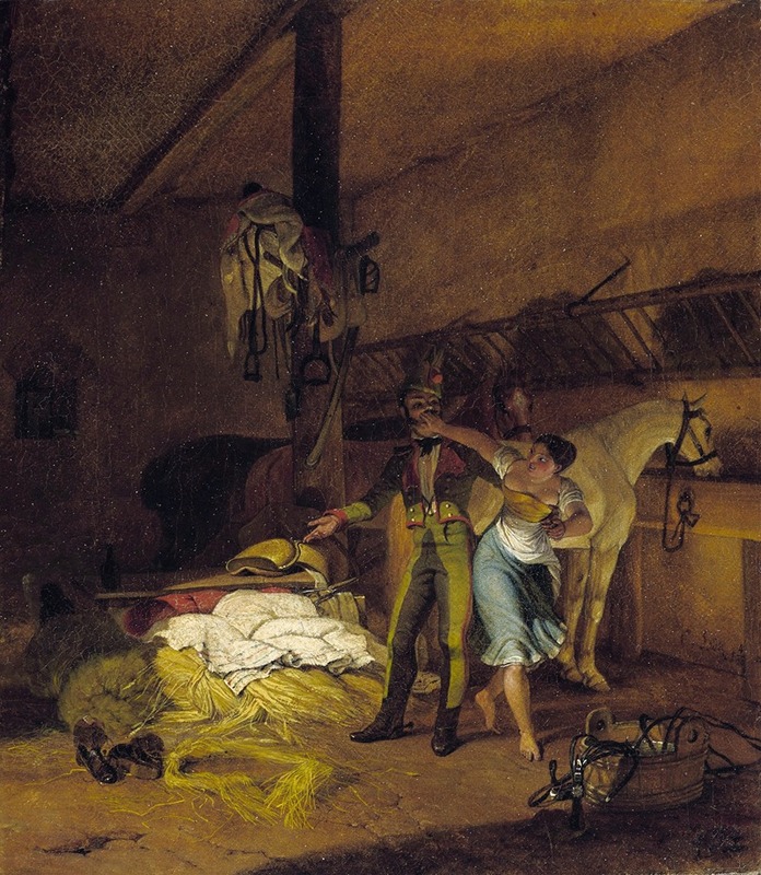 Carl Wilhelm Freiherr von Heideck - A Chevauxleger fiddles with a maid