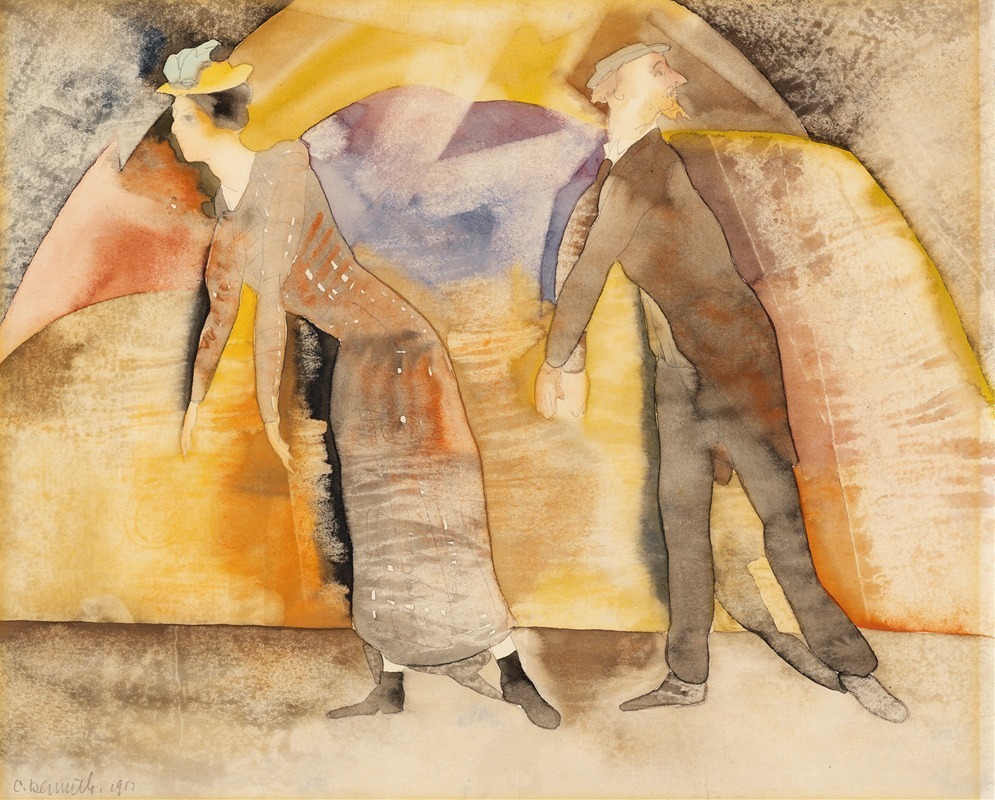 Charles Demuth - In Vaudeville,Woman and Man on Stage