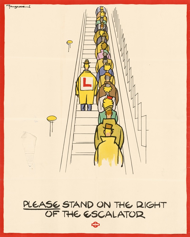 Cyril Kenneth Bird (Fougasse)   - Please Stand on the Right of the Escalator