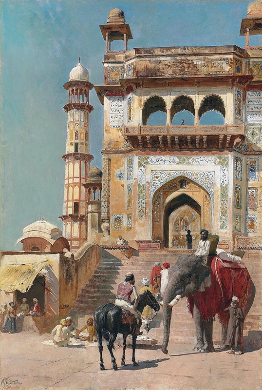 Edwin Lord Weeks - Before the great Jami Masjid mosque, Mathura, India