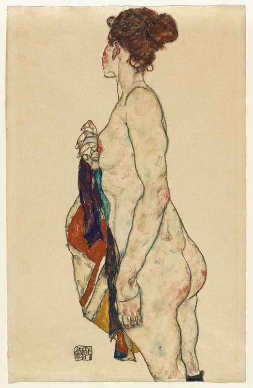 Egon Schiele - Standing Nude with a Patterned Robe