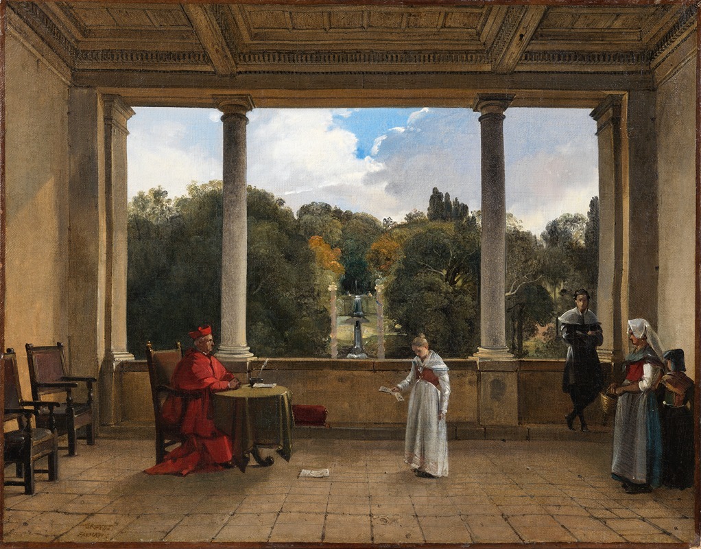 François-Marius Granet - Audience with Cardinal Aldobrandini in the Loggia of the Villa Belvedere in Frascati