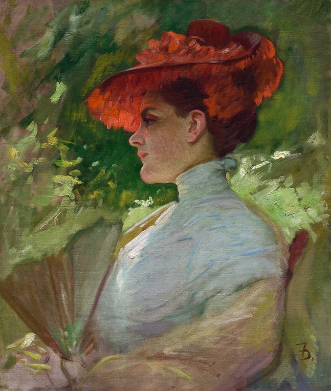 Frank Duveneck - Lady with a Red Hat (Portrait of Maggie Wilson)
