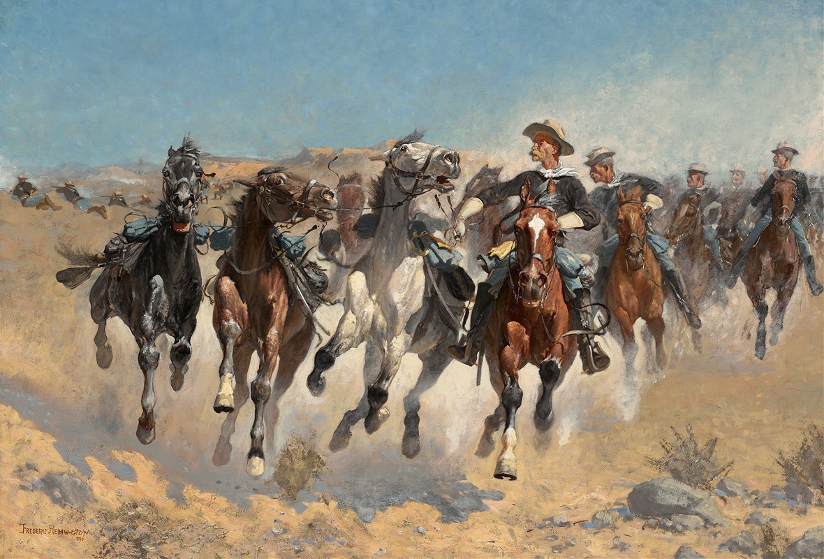 Frederic Remington - Dismounted,the Fourth Troopers Moving The Led Horses