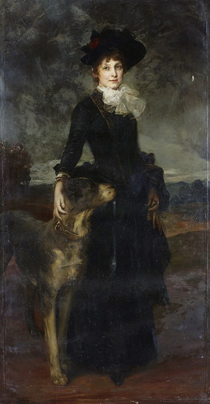 Friedrich August von Kaulbach - Mina Kaulbach with Great Dane
