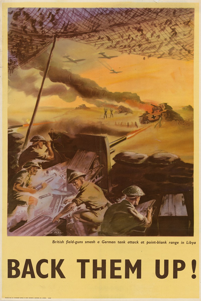 Harold Pym - British Field-Guns Smash a German Tank Attack at Point-Blank Range in Libya – Back Them Up!