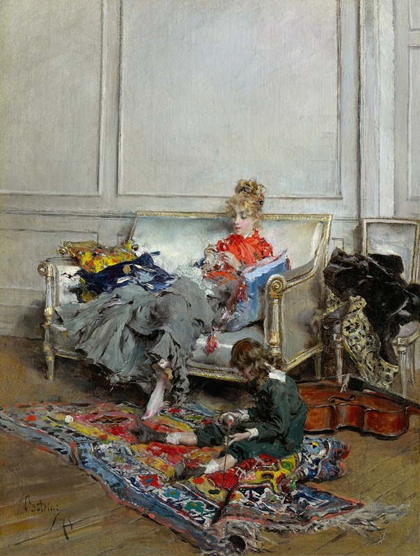Giovanni Boldini - Young Woman Crocheting