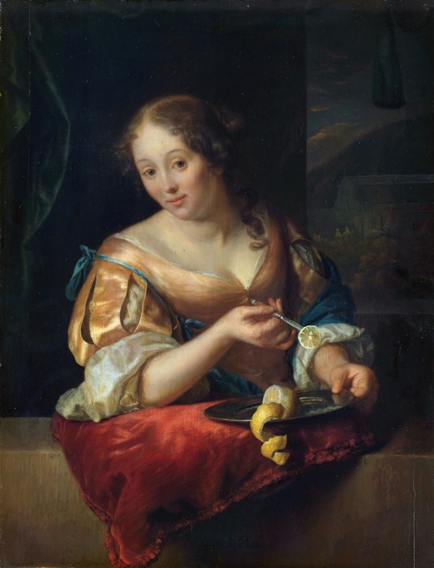 Godfried Schalcken - Young Woman with Lemon