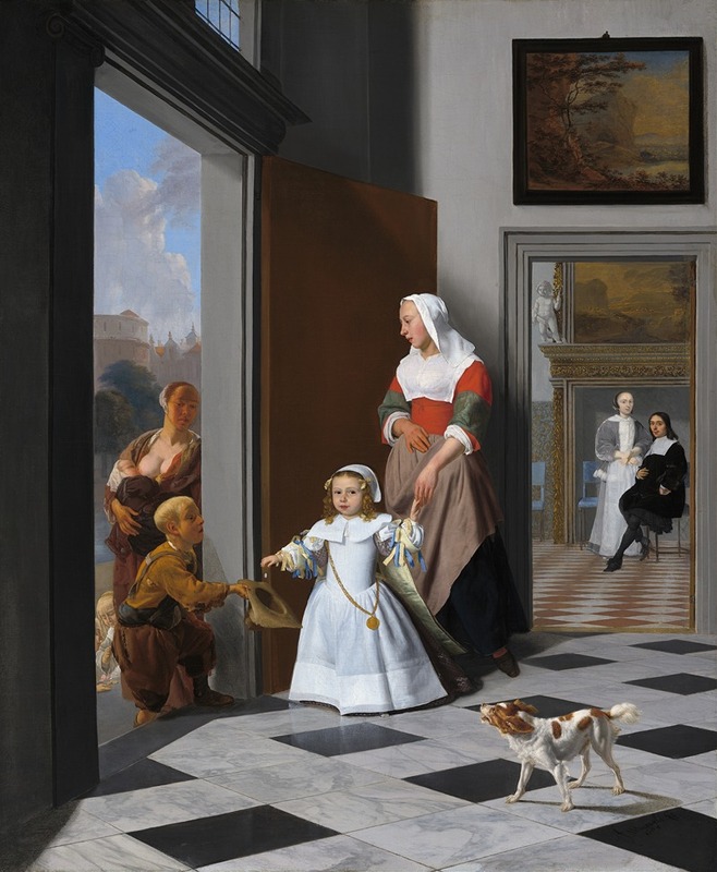 Jacob Ochtervelt - A Nurse and a Child in an Elegant Foyer