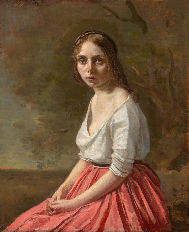 Jean-Baptiste-Camille Corot - Young Woman In A Pink Skirt