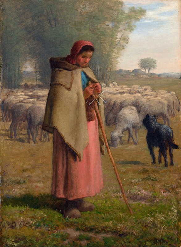 Jean-François Millet - Young Girl Guarding Her Sheep