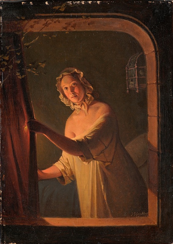 Johan Gustaf Sandberg - Girl by candlelight