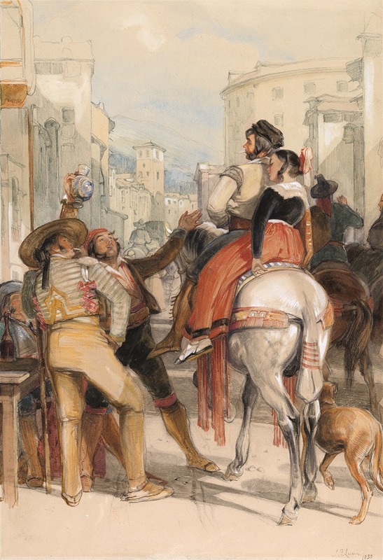John Frederick Lewis - A Street Scene in Granada on the Day of the Bullfight