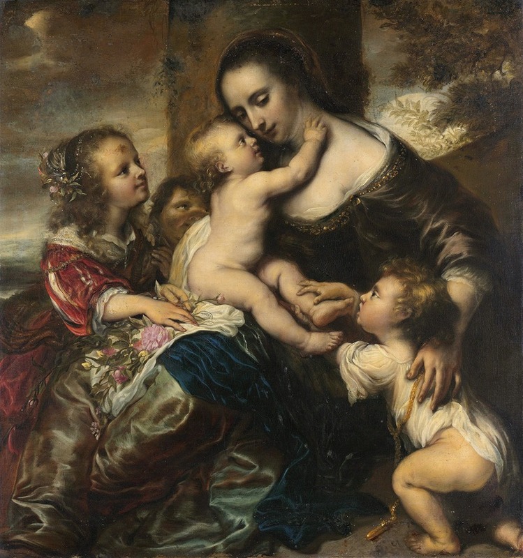 Jürgen Ovens - Portrait of a woman with four children, depicted as Caritas