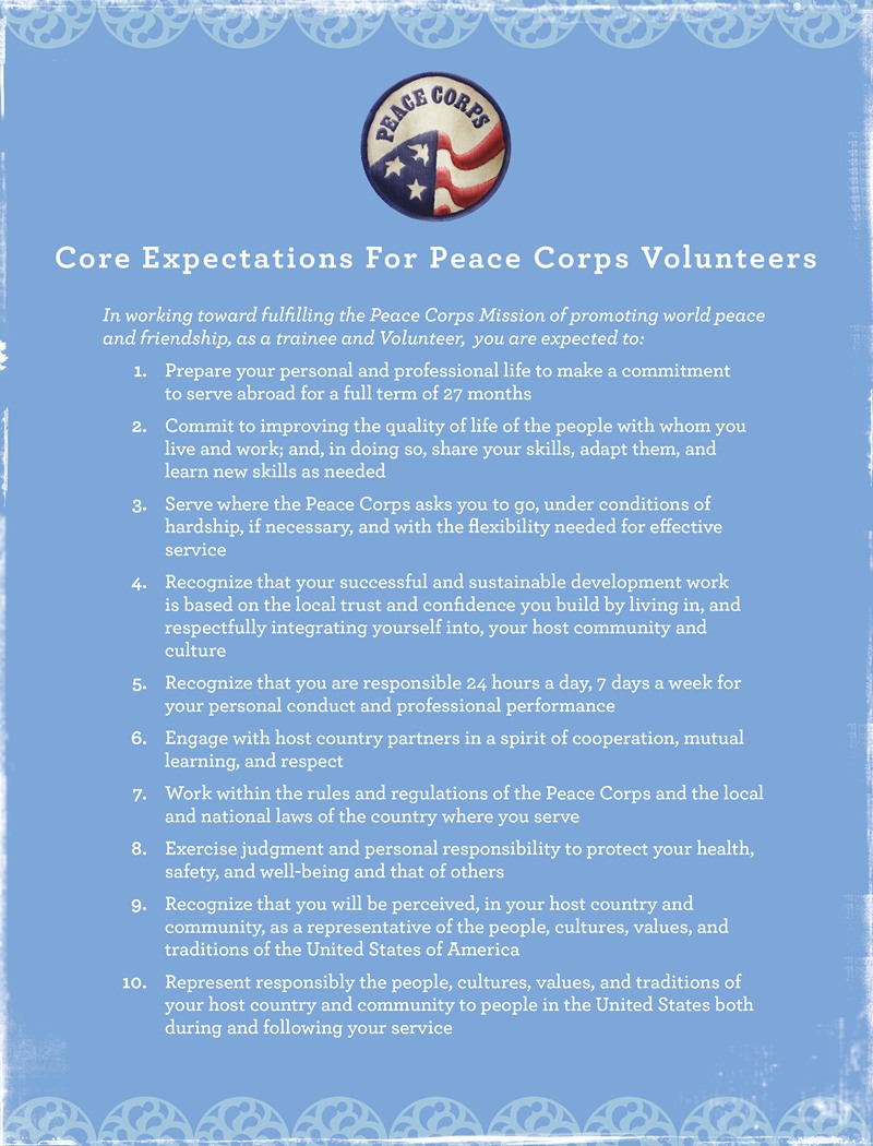 Peace Corps - Core Volunteer Expectations