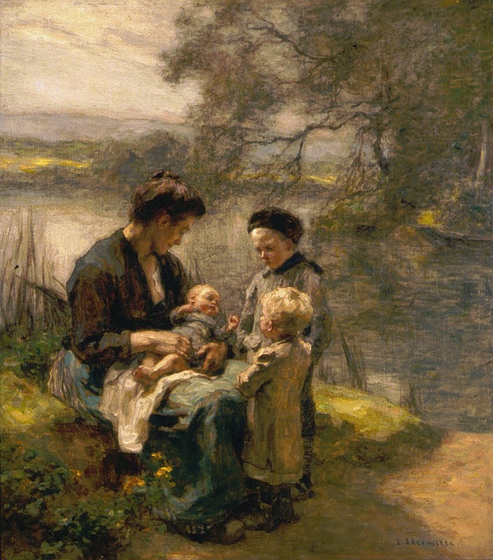 Léon Augustin Lhermitte - Woman with Child and Two Children