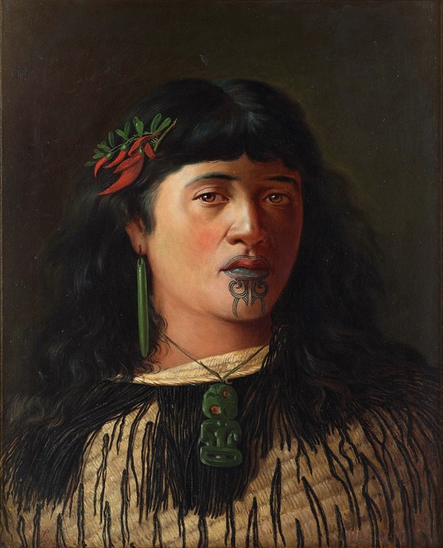 Louis John Steele - Portrait of a young Maori woman with moko