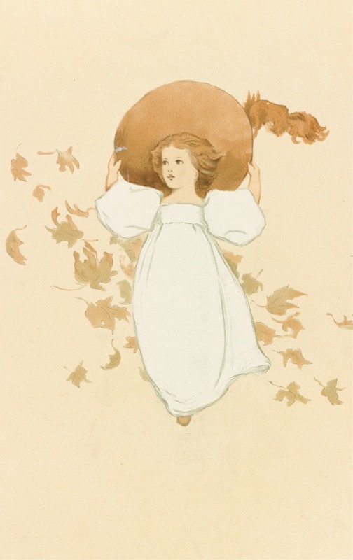 Louis Prang - Little Girl with Leaves