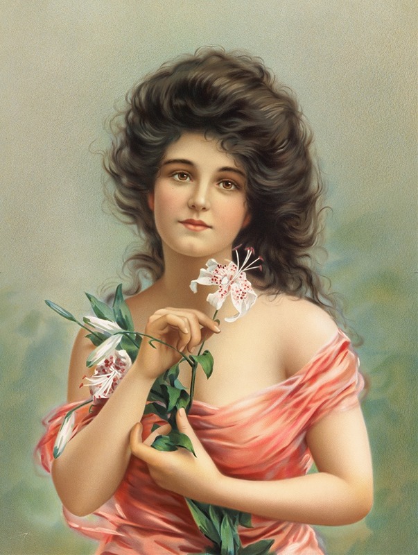 Louis Prang - Woman with Lily