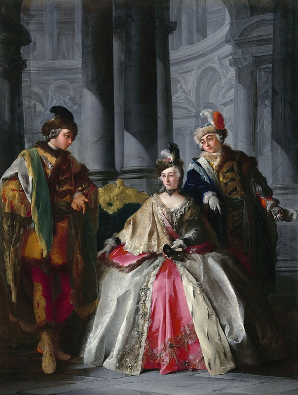 Louis-Joseph Le Lorrain - Three Figures Dressed for a Masquerade