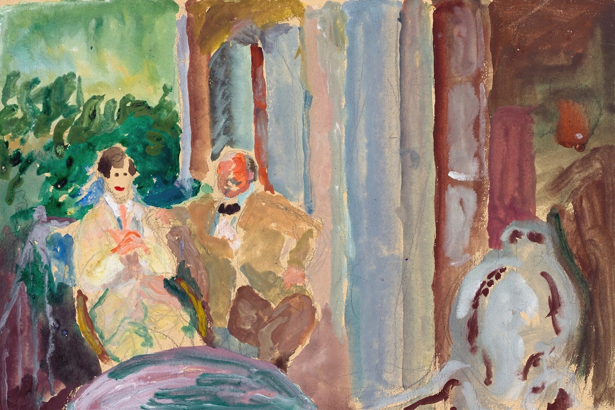 Marianne von Werefkin - Sacharoff and Jawlensky on the balcony in St. Prex on Lake Geneva