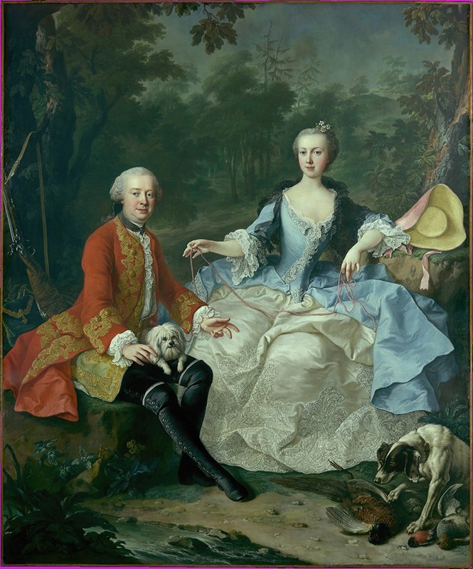 Martin van Meytens - Count Giacomo Durazzo in the Guise of a Huntsman with His Wife (Ernestine Aloisia Ungnad von Weissenwolff)