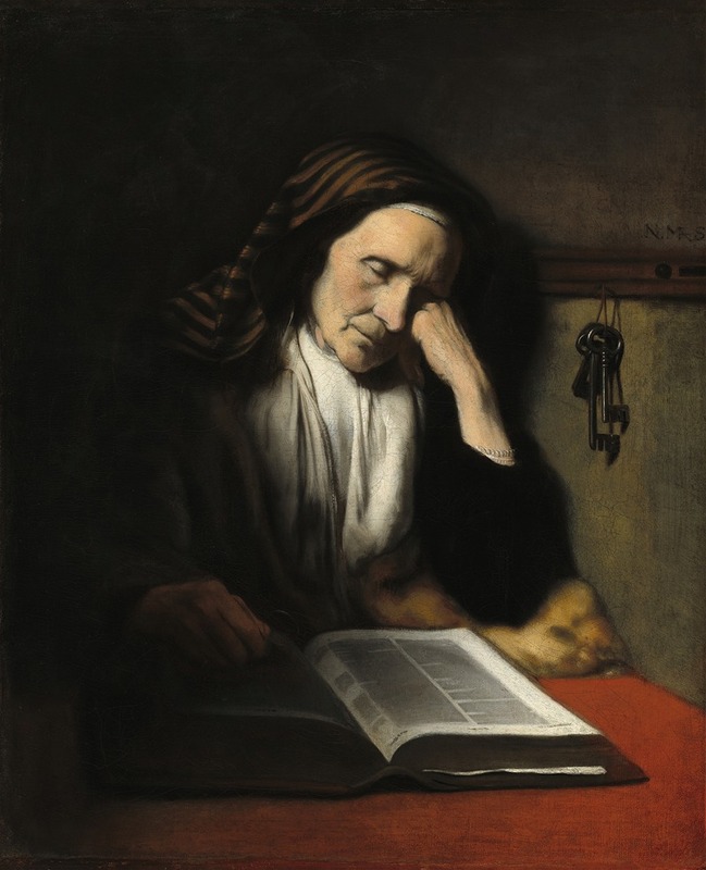 Nicolaes Maes - An Old Woman Dozing over a Book