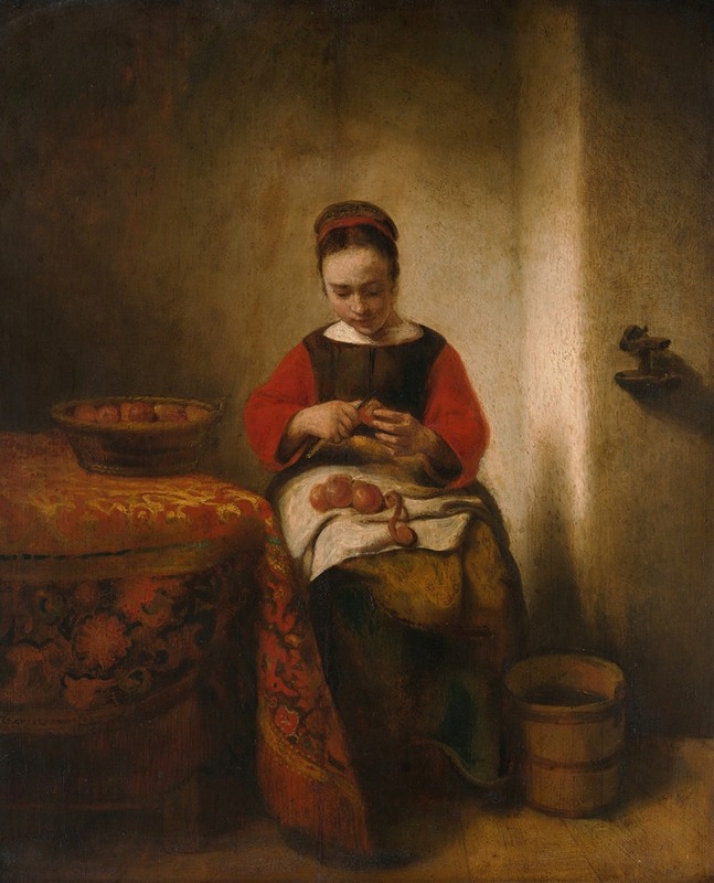 Nicolaes Maes - Young Woman Peeling Apples