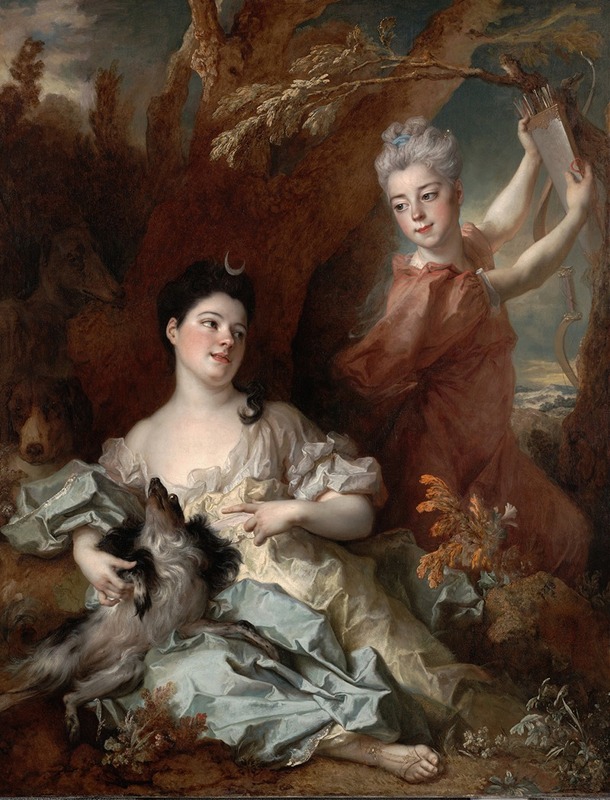 Nicolas de Largillière - Portrait of the Comtesse de Montsoreau and Her Sister as Diana and an Attendant