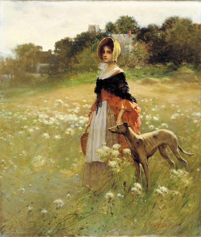 Edward Percy Moran - Young Girl and Dog