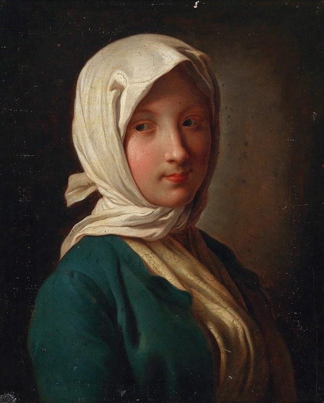 Pietro Rotari - A girl in a blue jacket and white headscarf
