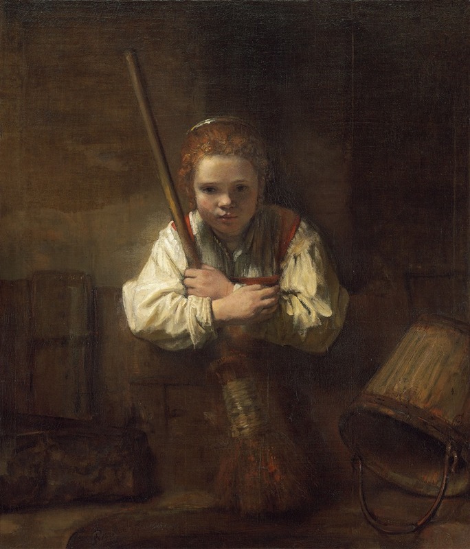 Rembrandt van Rijn - A Girl with a Broom