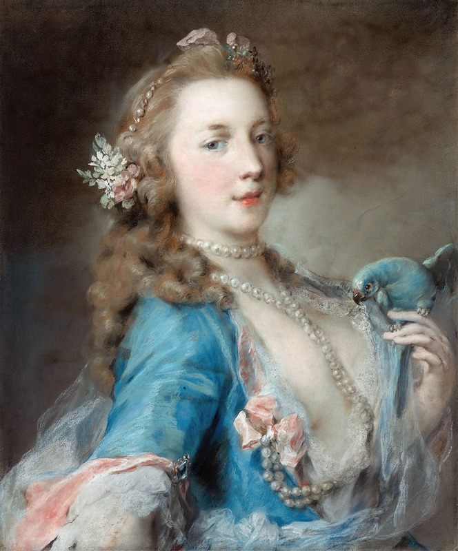 Rosalba Carriera - A Young Lady with a Parrot