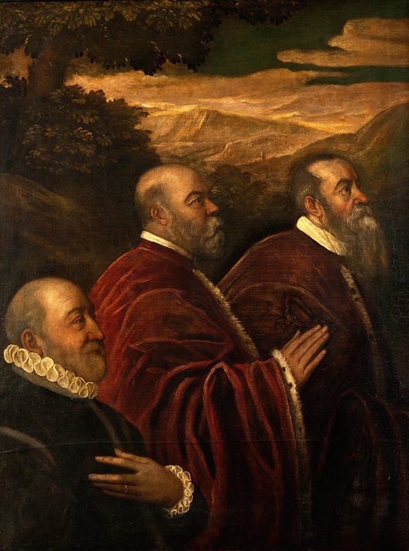 School of Jacopo Tintoretto - Three Venetian Counsellors