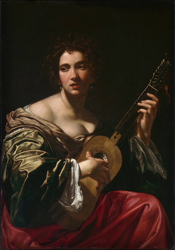 Simon Vouet - Woman Playing a Guitar