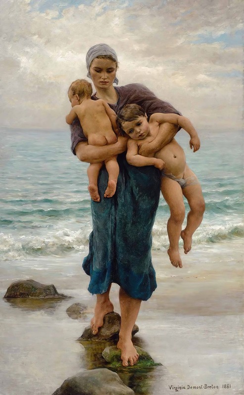 Virginie Demont-Breton - Fisherman’s wife coming to bath her Children