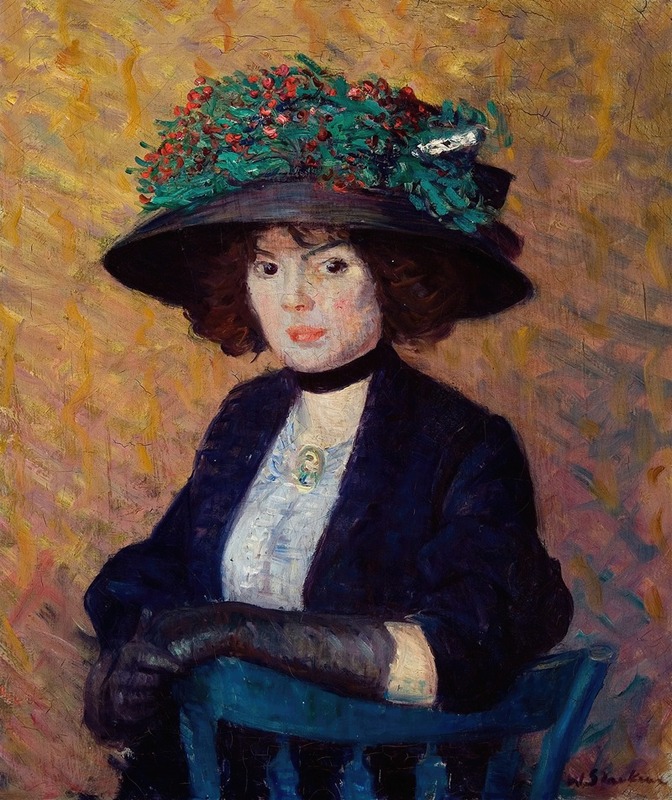 William James Glackens - Woman with Green Hat