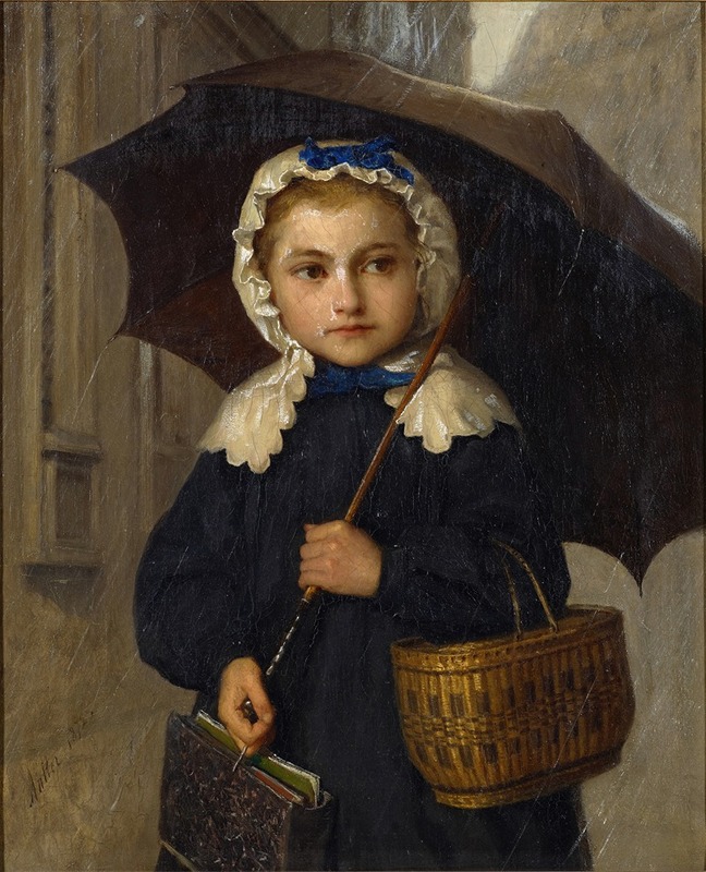 Albert Anker - Louise Anker With An Umbrella