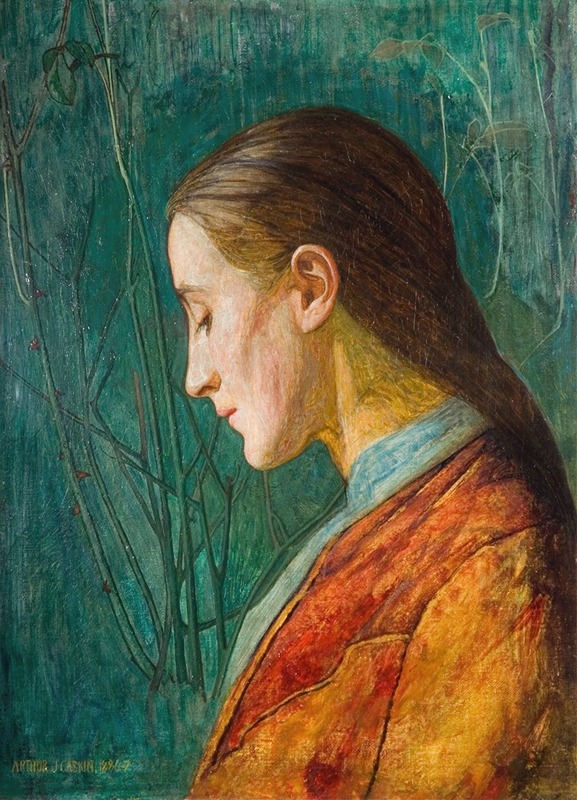 Arthur Joseph Gaskin - Portrait Of A Reflective Lady