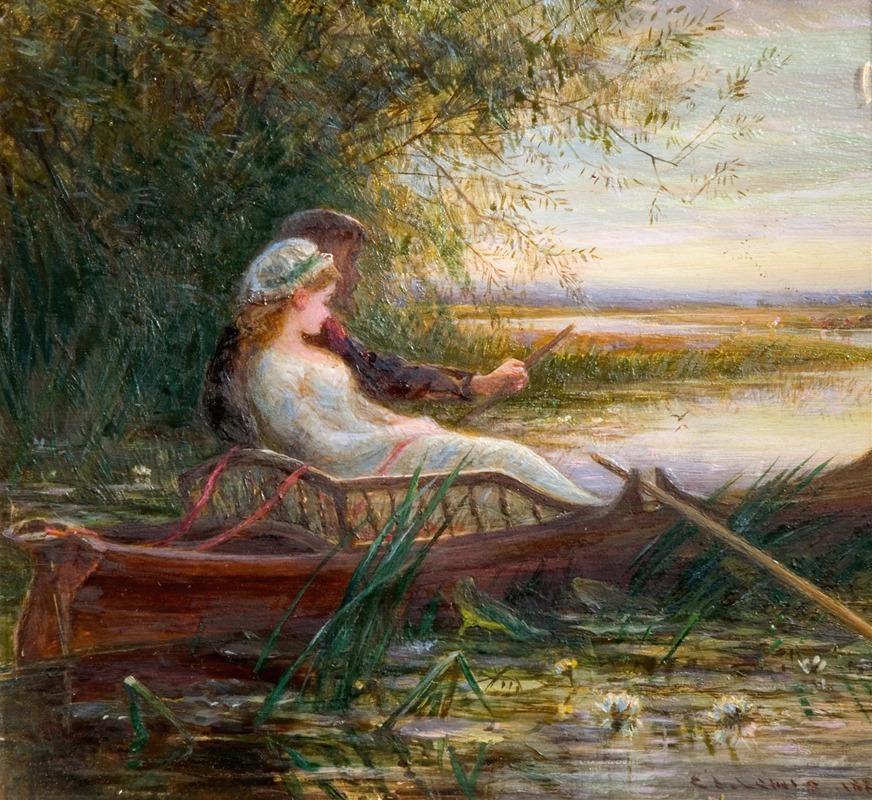 Charles James Lewis - Two Figures In A Boat