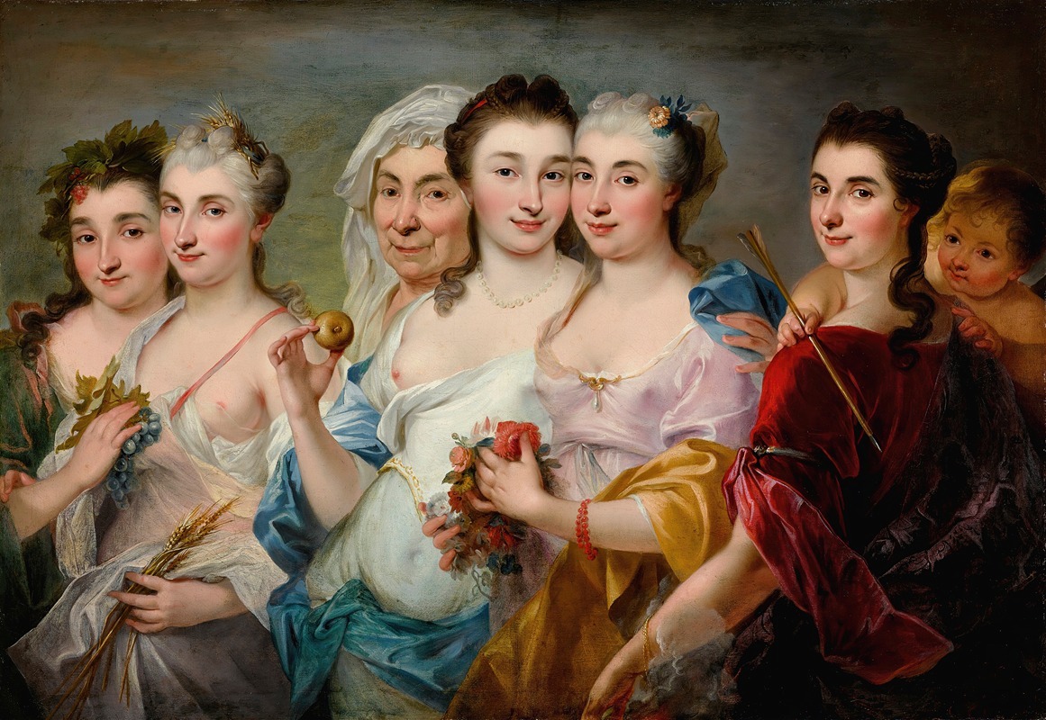 European School - Group Of Women As Allegories Of The Four Seasons