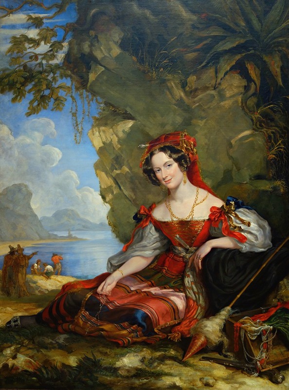 Sir George Hayter - Portrait Of Lady Caroline Montagu In Byronic Costume