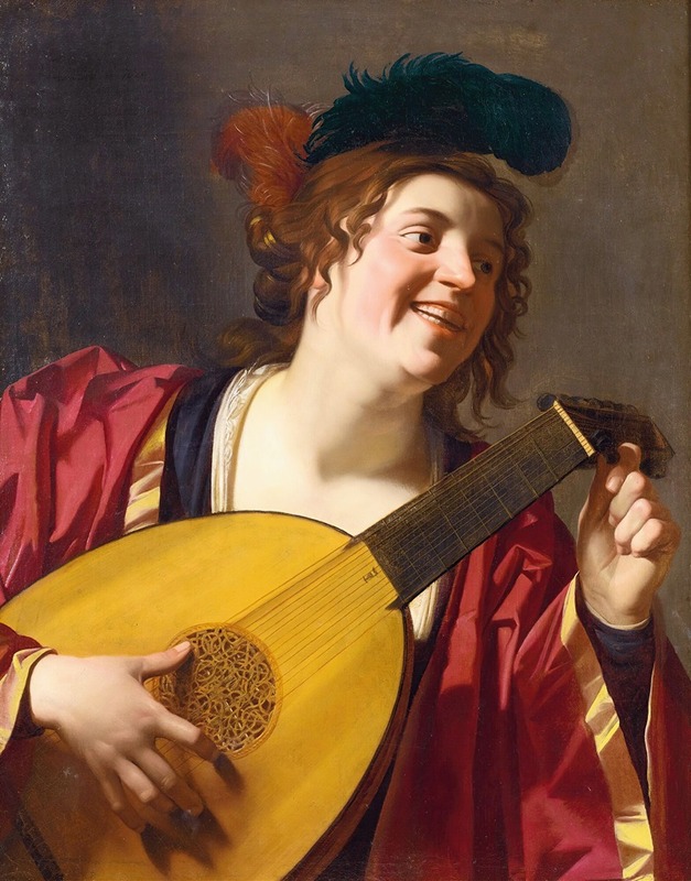 Gerard van Honthorst - A Woman Tuning A Lute