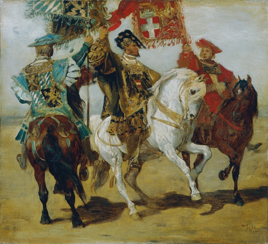 Hans Makart - Three Mounted Standard Bearers